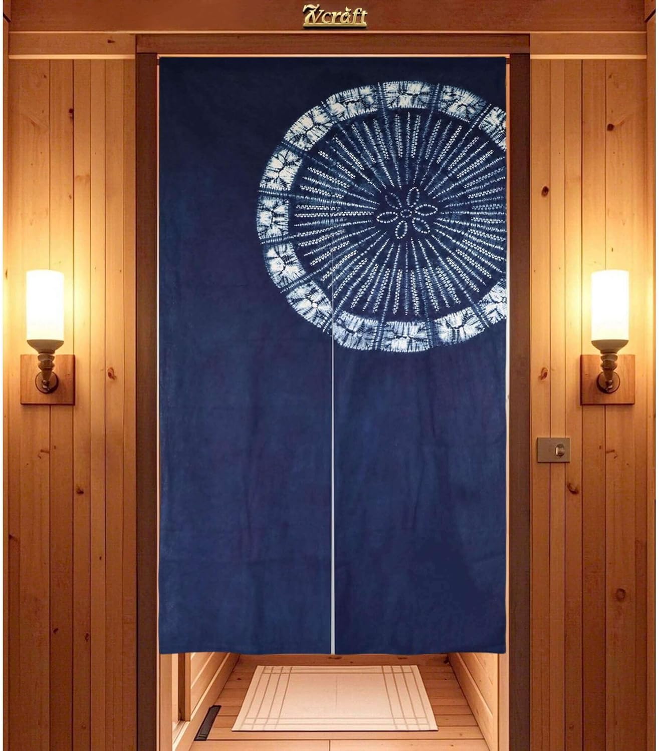 手染め日本製カーテン/絞り染め綿ドアカーテン/各種柄(禅曼荼 - Shibori Tie Dye のレビューと価格