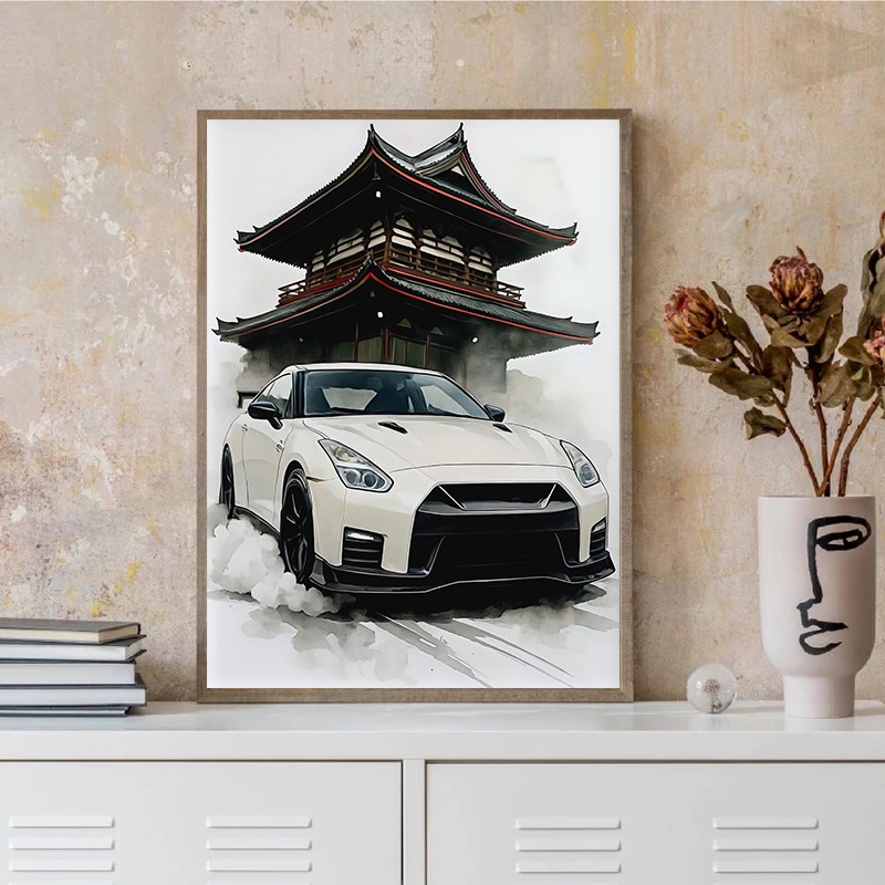 和風スーパーカー壁アートポスター現代自動車スカイラインプリン - Japanese Car Lifestyle のレビューと価格