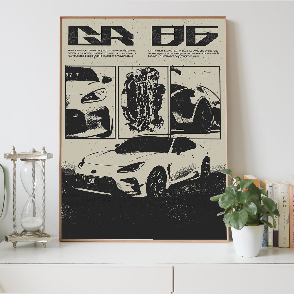 日本のスタイルの白黒車装飾画、寝室やeスポーツルーム用キャン - Japanese Car Lifestyle のレビューと価格