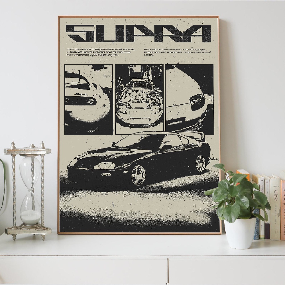 日本のスタイルの白黒車装飾画、寝室やeスポーツルーム用キャン - Japanese Car Lifestyle のレビューと価格