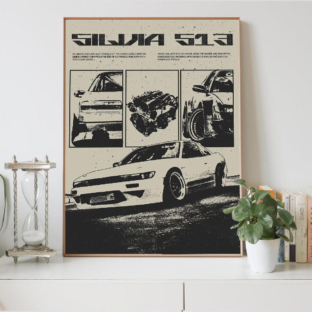 日本のスタイルの白黒車装飾画、寝室やeスポーツルーム用キャン - Japanese Car Lifestyle のレビューと価格