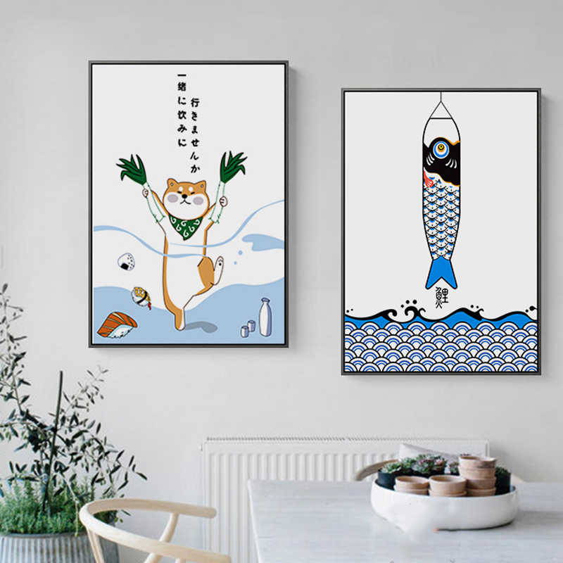 動物と魚のプリントが施された日本のクリエイティブなポスター, - Japanese Lifestyle Japanese のレビューと価格
