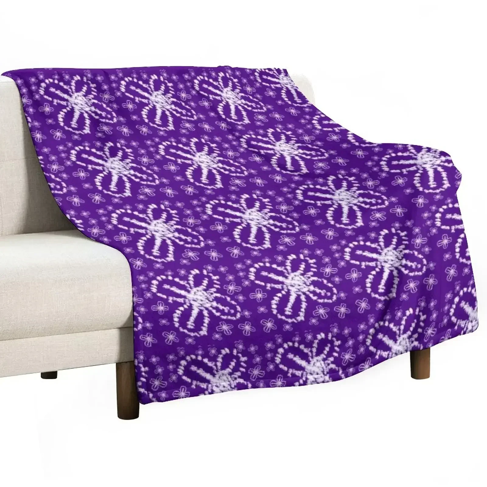 モダンなインディゴタイダイ花柄のシボリ模様スローブランケット - Shibori Tie Dye のレビューと価格